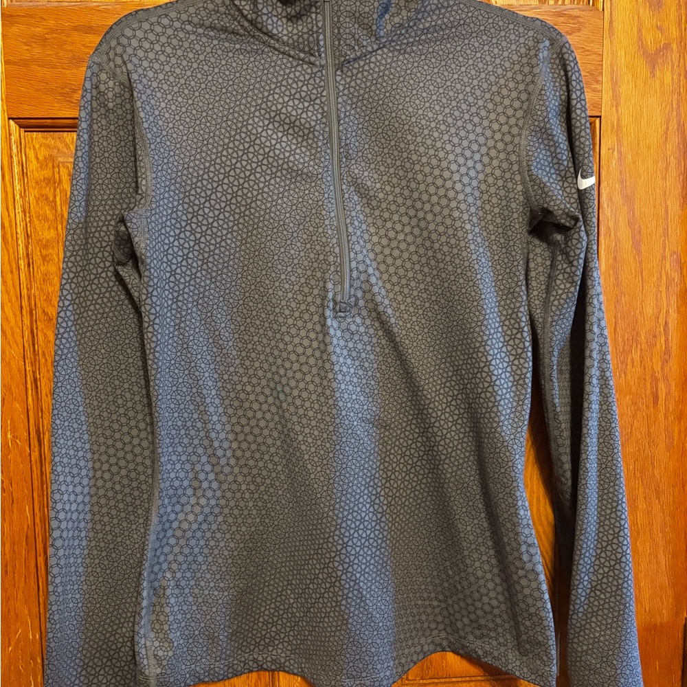 Nike Black and Gray Dri-FIT Zip Pullover